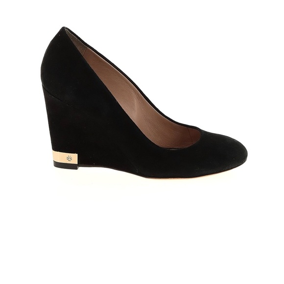 Tory Burch Black Suede Pump Wedges - Picture 4 of 9